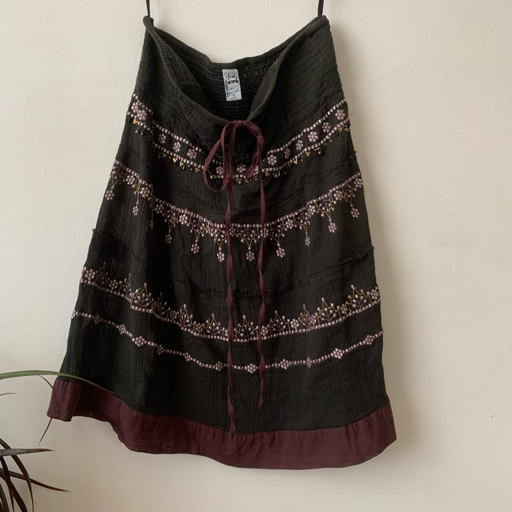Free People tube top with silver embroidery